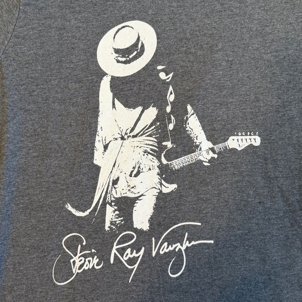 Vintage-Style Steve Ray Vaughan Graphic Tee - Charcoal Size M #2107 - Picture 3 of 5